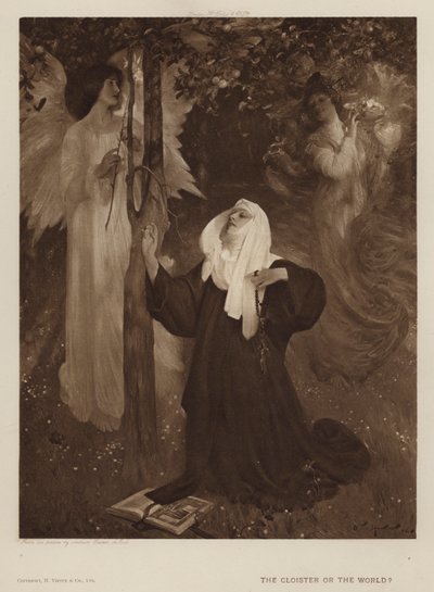 O Cloister ou o Mundo? (litho) de Arthur Hacker