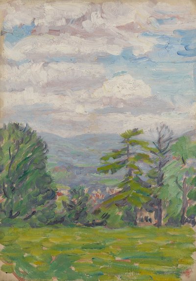 Vista, através, prado, e, árvore, com, vale, além de Arthur Haythorne Studd