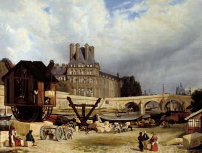 As Tuileries e a Ponte Real. Pintura de Arthur Henry Roberts (1819-1900) de Arthur Henri Roberts