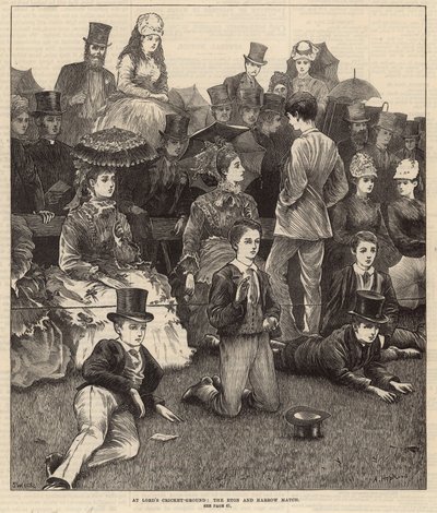No campo de críquete do Senhor, o Eton e o Harrow combinam (gravura) de Arthur Hopkins