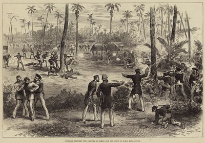 Conflito entre os nativos de Samoa e a tripulação do HMS Barracouta de Arthur Hopkins