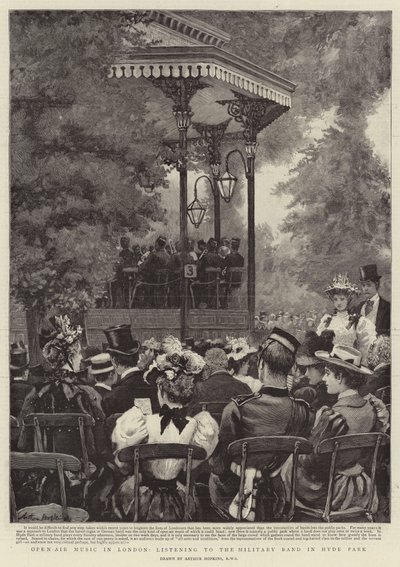 Música ao ar livre em Londres, ouvindo a banda militar no Hyde Park de Arthur Hopkins
