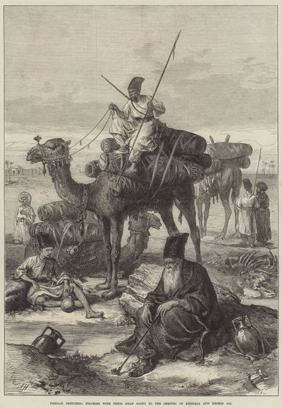 Esboços persas, peregrinos com seus mortos indo para os santuários de Kerbala e Meshid Ali de Arthur Hopkins