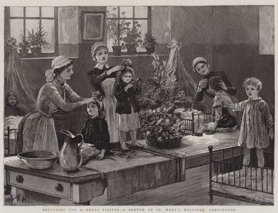 Preparando-se para um visitante real, um esboço no Hospital de St Mary, Paddington de Arthur Hopkins