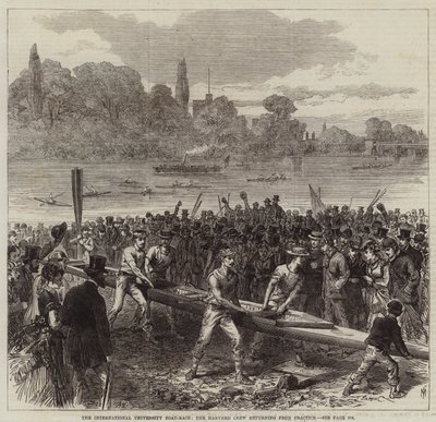 A International University Boat-Race, a equipe de Harvard voltando da prática de Arthur Hopkins
