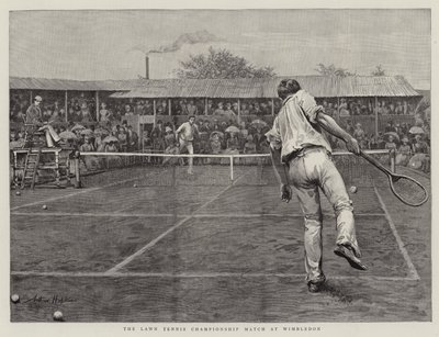 A partida do campeonato do tênis do gramado em Wimbledon de Arthur Hopkins