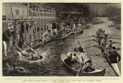 O Oxford Summer Eights, uma cena no rio após a corrida da noite passada de Arthur Hopkins