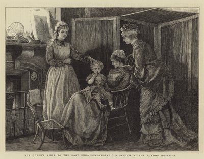 A visita da rainha ao East End, recuperando-se, um esboço no Hospital de Londres de Arthur Hopkins