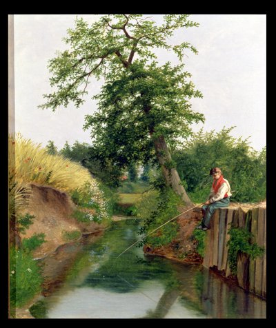 Um menino pesca de Arthur Hughes