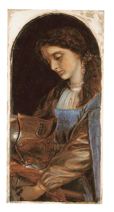 Elaine com a armadura de Lancelot, 1870 de Arthur Hughes
