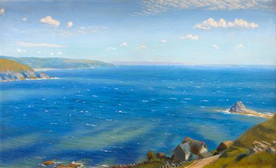 Estude para Hannafore, West Looe (óleo a bordo) de Arthur Hughes