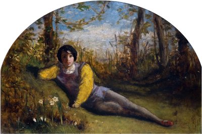 O Jovem Poeta - Estudo do Óleo, 1849. de Arthur Hughes
