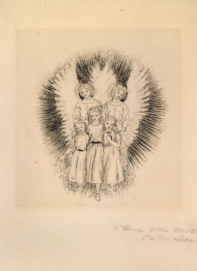Três criancinhas na vasta Terra, final do século 19 de Arthur Hughes