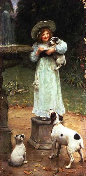 O Favorito da Ninhada (óleo sobre tela) de Arthur John Elsley