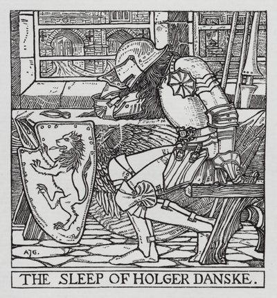 Hans Christian Andersen: Holger Danske (litografia) de Arthur Joseph Gaskin