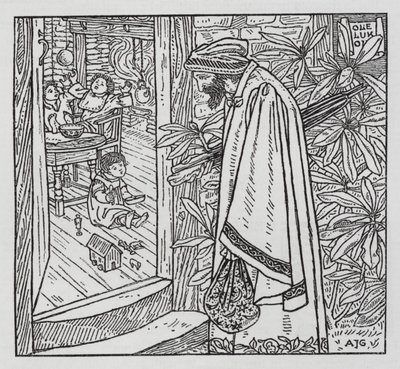 Hans Christian Andersen: Ole Luk-Oie (litografia) de Arthur Joseph Gaskin