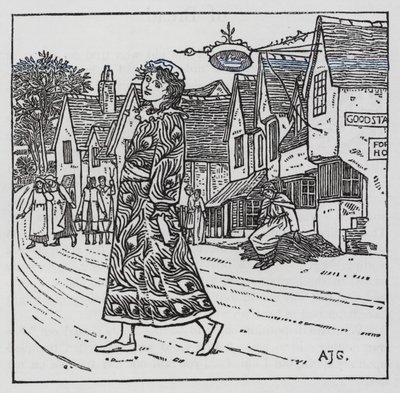 Hans Christian Andersen: A rapariga que pisou no pão (litho) de Arthur Joseph Gaskin