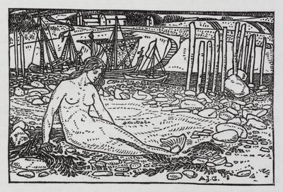 Hans Christian Andersen: A Pequena Sereia (litho) de Arthur Joseph Gaskin