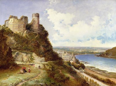 Castelo de Oberwesel e Reno Schonberg, Alemanha de Arthur Joseph Meadows