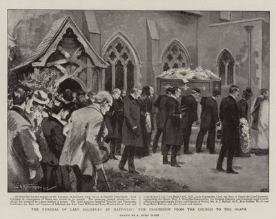 O Funeral da Senhora Salisbury em Hatfield, a Procissão da Igreja até ao Grave (litho) de Arthur Kemp Tebby