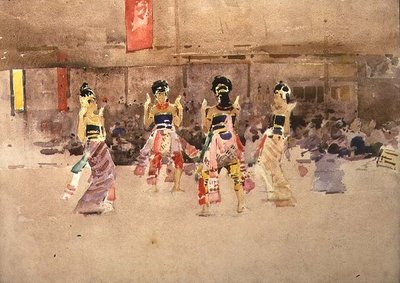 Bailarinos Javaneses (aguarela sobre papel) de Arthur Melville