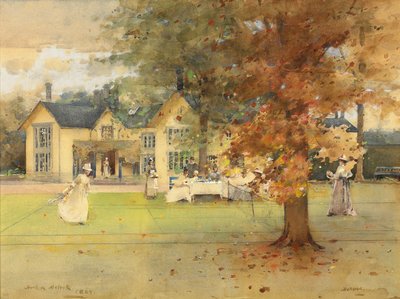 A festa do tênis de gramado em Marcus, 1889 de Arthur Melville