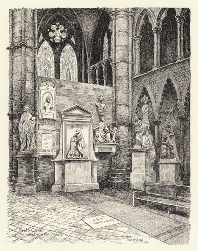 Canto dos Poetas, Westminster (litografia) de Arthur Moreland