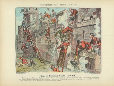 Cerco do Castelo de Rochester. 1087 d.C. (litografia a cores) de Arthur Moreland