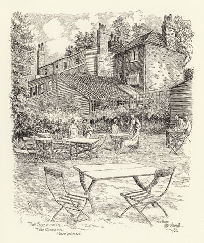 Jardim de chá dos espanhóis, Hampstead (litografia) de Arthur Moreland