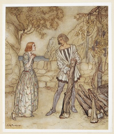 ACT III: Cena I, linha 15
Infelizmente, agora, rezem para que não trabalhem tão arduamente. de Arthur Rackham