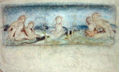 Uma Criança Entre Fadas Estudo para uma Pintura a Óleo (pastel sobre papel) de Arthur Rackham