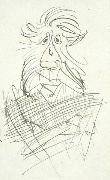 Uma cabeça cabeluda e grotesca (caneta e tinta sobre papel) de Arthur Rackham