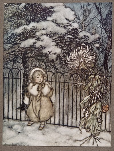 Um crisântemo ouviu-a e disse de maneira incisiva: Hoity-toity, o que é isso , de Peter Pan em Kensington Gardens, de JM Barrie (1860 - 1937), pub. 1906 de Arthur Rackham
