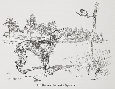 Um cão e um pardal. de Arthur Rackham