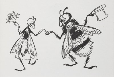 Uma mosca e uma abelha a casar. de Arthur Rackham