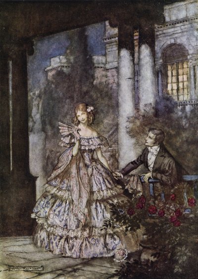 Anúncio para o sabão Cashmere Bouquet da Colgate, vencedor de um prêmio do Art Directors "Club de Nova York em sua exposição de arte publicitária de 1924 de Arthur Rackham