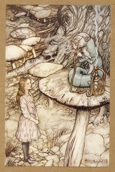 Conselhos de uma lagarta, de Alices Adventures in Wonderland, de Lewis Carroll, pub.1907 de Arthur Rackham