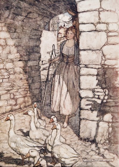 Ai! Querida Falada, lá você enforcou ..., de Os Contos de Fadas dos Irmãos Grimm, pub. 1909 de Arthur Rackham