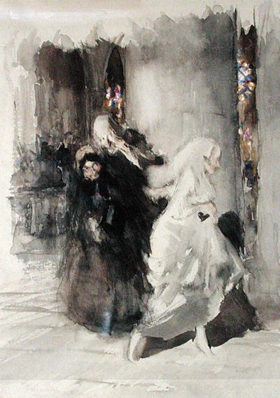 No Casamento (aguarela sobre papel) de Arthur Rackham