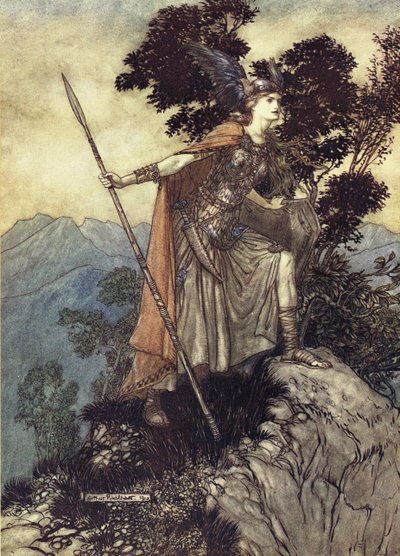 Brunhilde. Ilustração para Rhinegold e The Valkyrie, de Richard Wagner, 1910 de Arthur Rackham