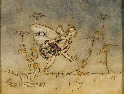 Ilustração de fada, &39;Sonho de uma noite de verão&39;, publicado por Heinemann, 1908 (caneta, tinta e wc no papel) de Arthur Rackham