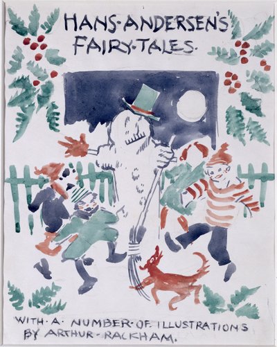 Esboço de capa para Hans Andersens Fairy Tales (wc no papel) de Arthur Rackham