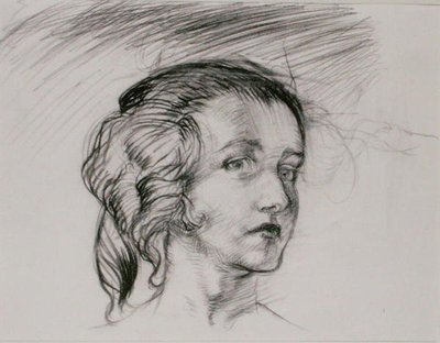 Cabeça de menina (lápis sobre papel) de Arthur Rackham