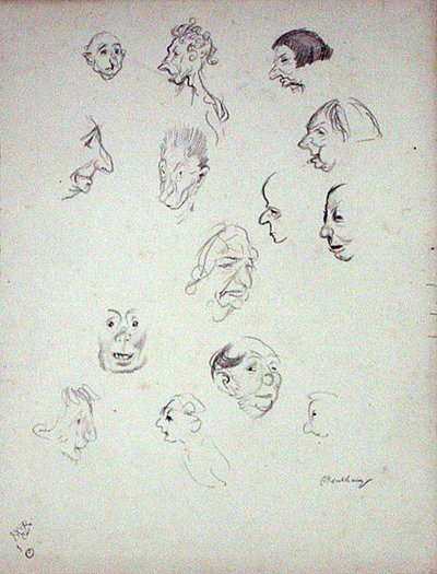 Faces Grotescas (lápis sobre papel) de Arthur Rackham