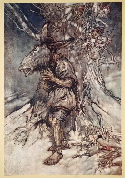 Eu cantarei que eles ouvirão que eu não tenho medo, ilustração de &39;Sonho de Noites de Verão&39; de William Shakespeare, 1908 de Arthur Rackham