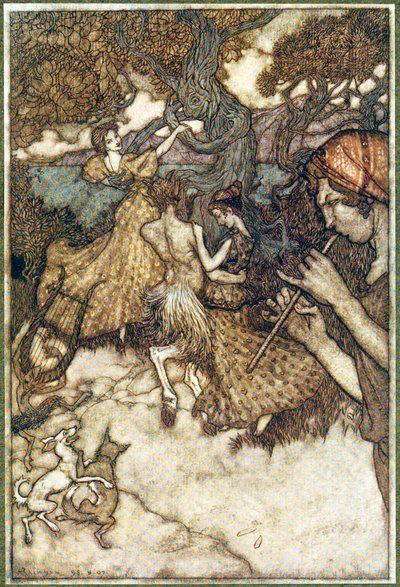Se Orfeu produziu pela primeira vez a valsa ., de The Ingoldsby Legends, pub. 1907. de Arthur Rackham