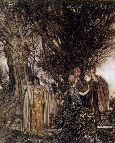 Ilustração de Arthur RACKHAM (1867-1939) para The Dream of a Summer Night de William SHAKESPEARE de Arthur Rackham