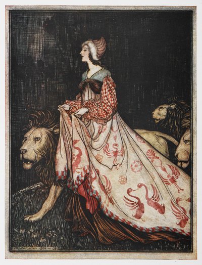Ilustração de The Lady and the Lion. de Arthur Rackham