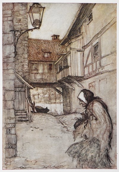 Ilustração de The Straw, the coal, and the Bean. de Arthur Rackham