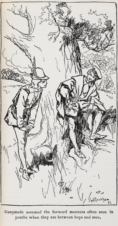 Ilustração de Ganímedes de Como Você Gosta. de Arthur Rackham